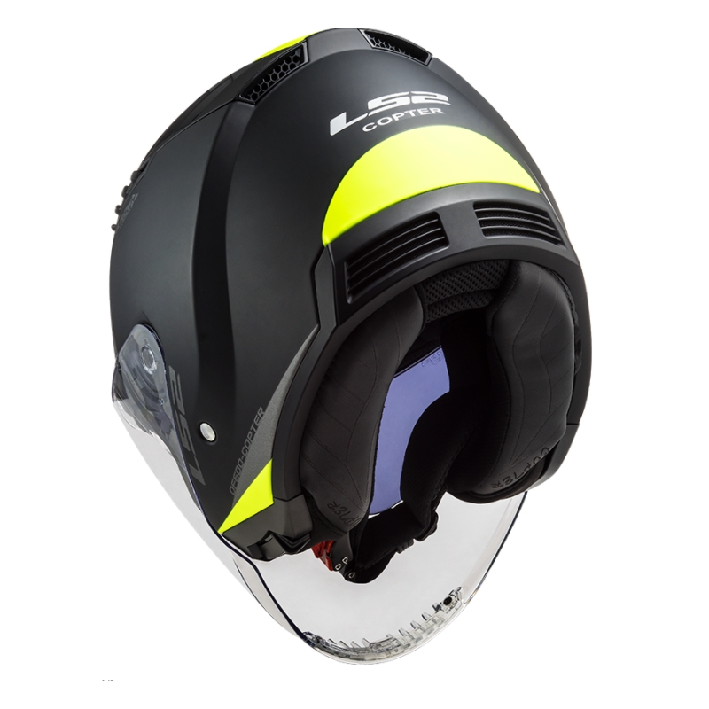 Odprta motoristična čelada LS2 OF600 Copter II Urbane 06 black-fluo yellow