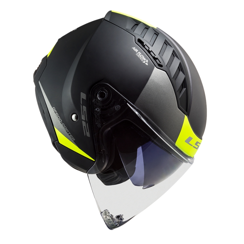 Odprta motoristična čelada LS2 OF600 Copter II Urbane 06 black-fluo yellow