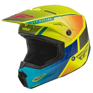 Motokros čelada FLY Racing Kinetic Drift blue-fluo yellow-grey