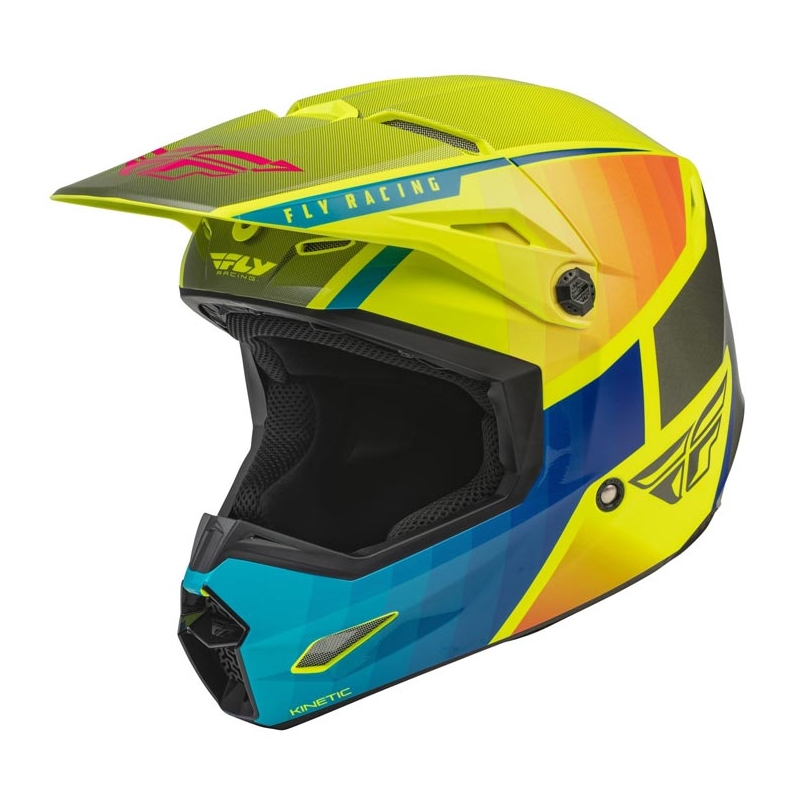 Motokros čelada FLY Racing Kinetic Drift blue-fluo yellow-grey
