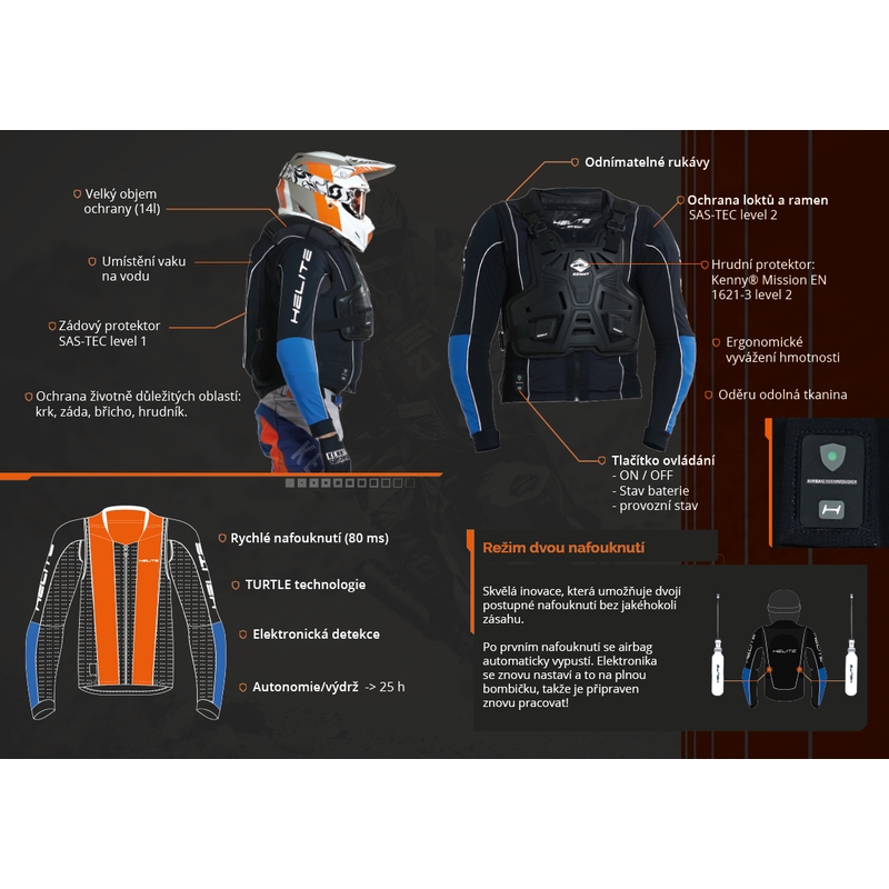 Motorno kolo zračna blazina HELITE Airbag Off Road Dakar - jopič