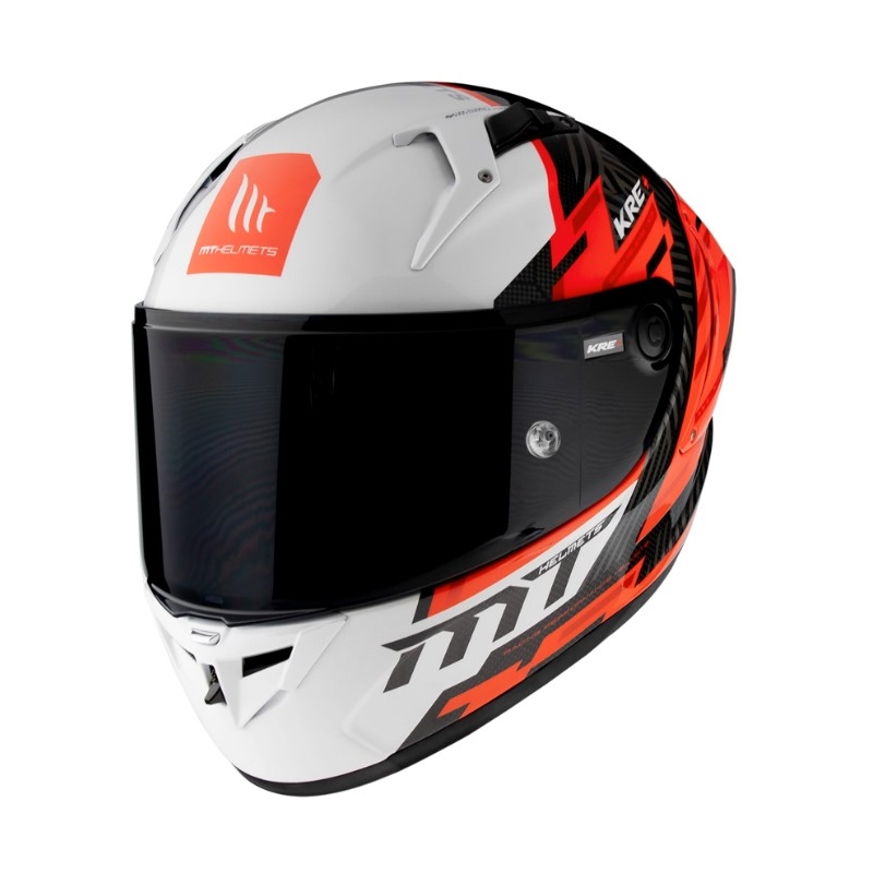 MT FF103PLUSC KRE+ Carbon Brush A5 črno-bela-rdeča integralna motoristična čelada