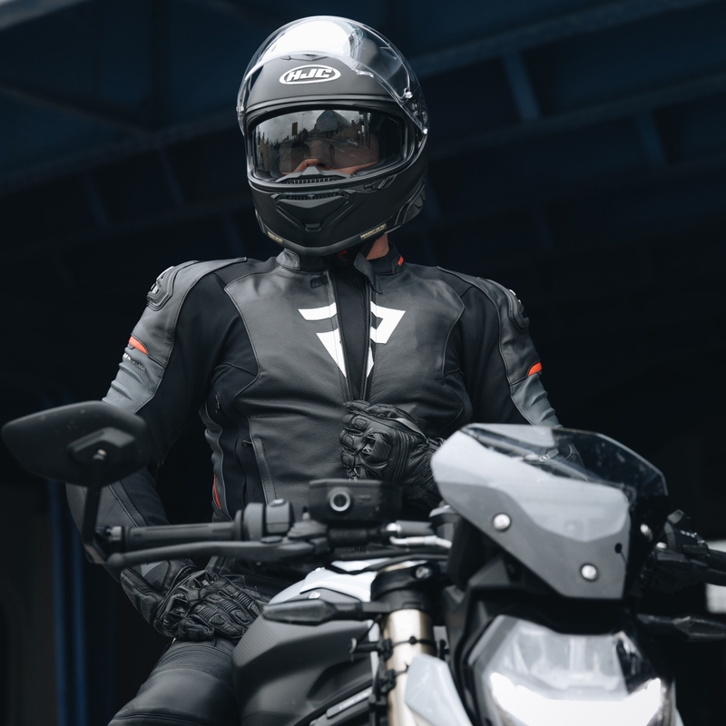 Rebelhorn Veloce Black-Fluo Red usnjena motoristična jakna