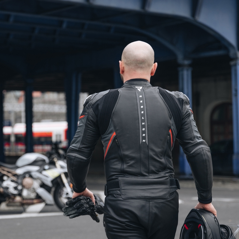 Rebelhorn Veloce Black-Fluo Red usnjena motoristična jakna