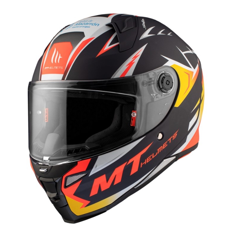 MT FF110 Revenge 2 S Acosta A37 črno-oranžno-bela mat integralna motoristična čelada