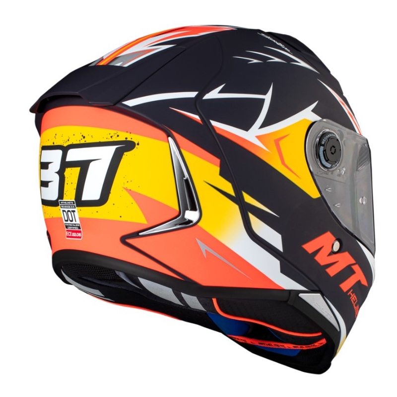 MT FF110 Revenge 2 S Acosta A37 črno-oranžno-bela mat integralna motoristična čelada