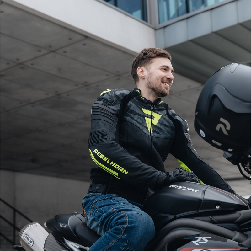 Rebelhorn Vandal Black-Fluo Yellow usnjena motoristična jakna razprodaja