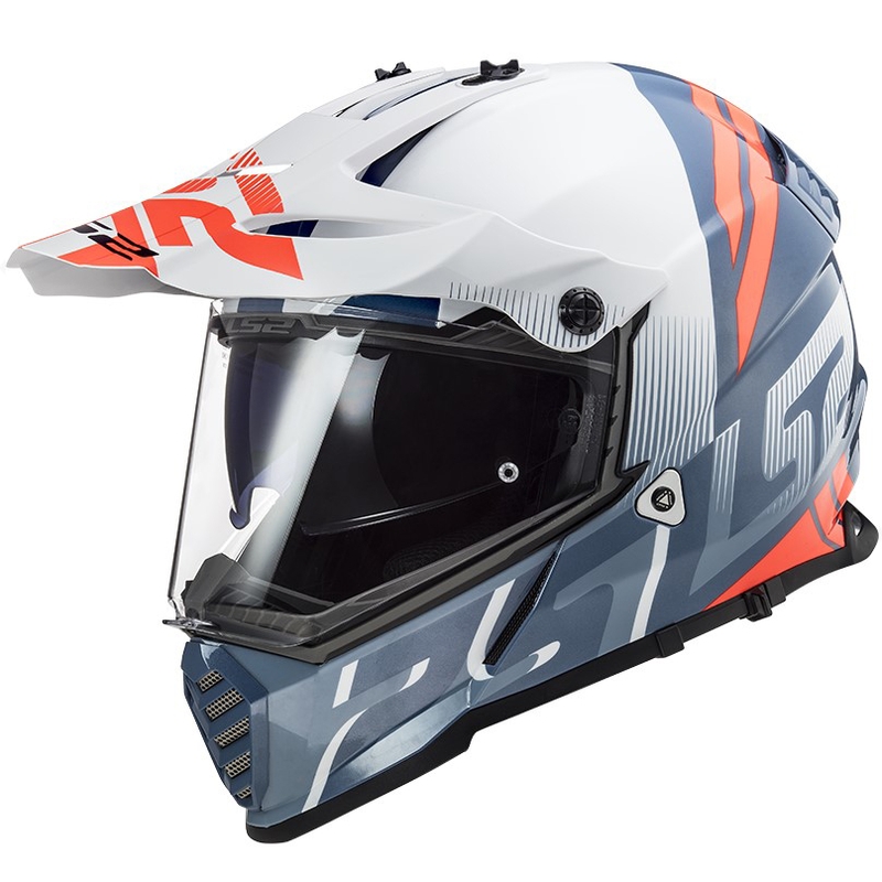 Enduro čelada LS2 MX436 Pioneer EVO Evolve belo-modro-oranžna