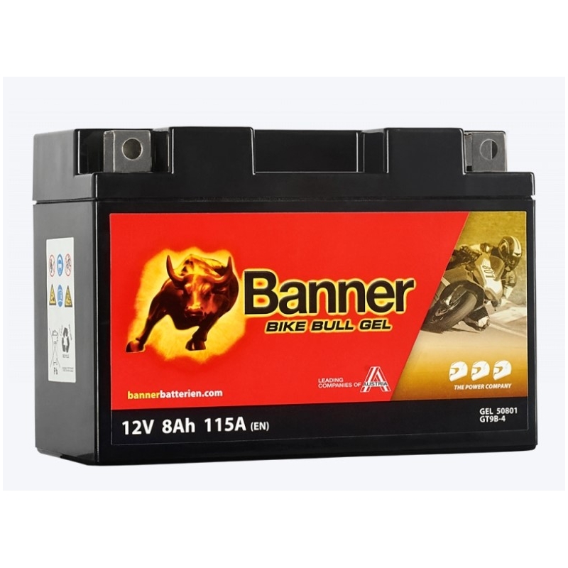 Gel baterija Banner Bike Bull Gel 12V, YT9B-4, 8AH, 115A