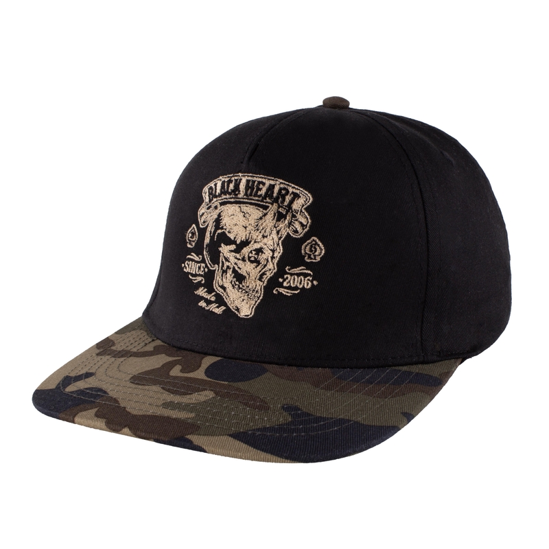 Črno srce Hudičev lobanja Camo Cap