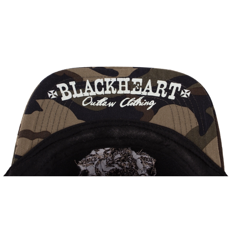 Črno srce Hudičev lobanja Camo Cap