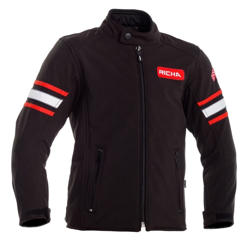 Otroška motoristična jakna RICHA Toulon 2 Softshell Black-Red razprodaja