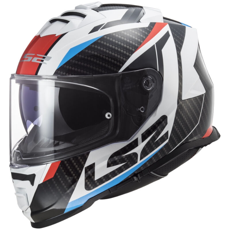 Celoobrazna motoristična čelada LS2 FF800 Storm II Racer bela-črna-rdeča-modra