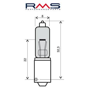 Žárovka RMS 12V 21W, 90° 10 ks bílá