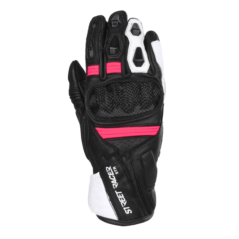 Ženske motoristične rokavice Street Racer STR black, white and pink