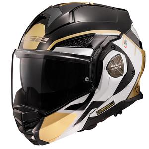 LS2 FF901 Advant X Metryk črno-bela-zlata zložljiva motoristična čelada