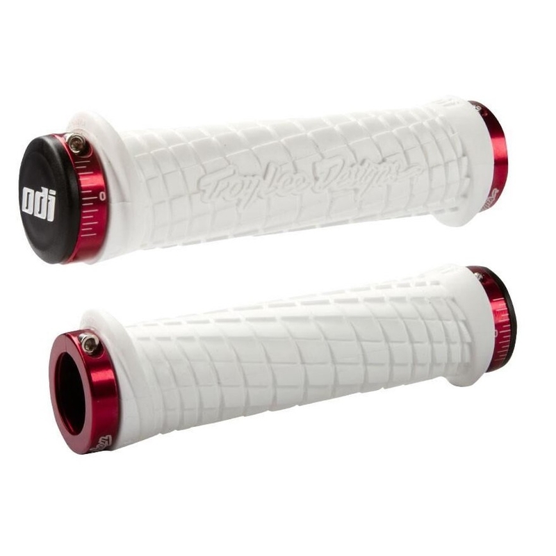 Ročaji ODI TROY LEE DESIGNS SIGNATURE ATV LOCK-ON belo-rdeči