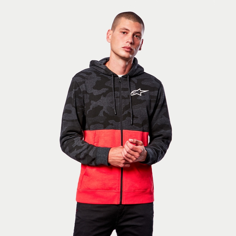 Alpinestars Camo Block Hoodie siva camo-rdeča fluo