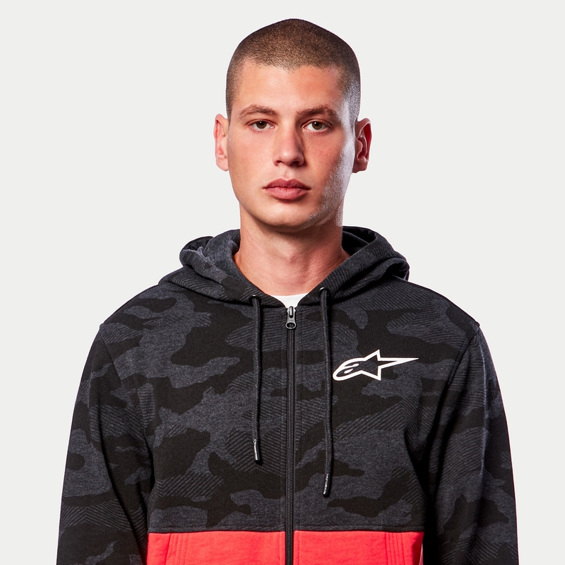 Alpinestars Camo Block Hoodie siva camo-rdeča fluo