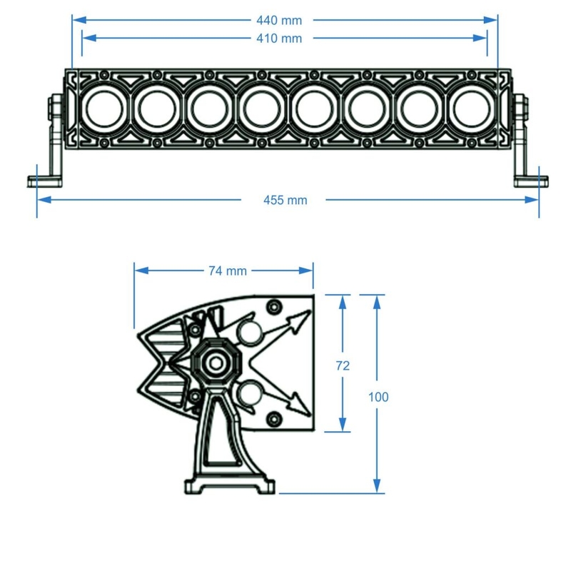 LED svetlobna rampa SHARK LED LIGHT BAR 17" s halo obročem, CREE LED, 80W