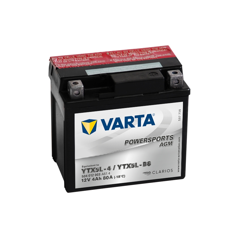 VARTA YTX5L-4/YTX5L-BS 12V/4Ah baterija brez vzdrževanja