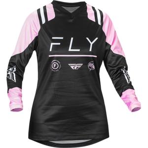 Ženska majica za motokros FLY Racing F-16 2024 črno-rožnata