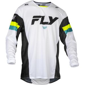 Motokros majica FLY Racing Kinetic Prix 2024 bela-črna-fluo rumena