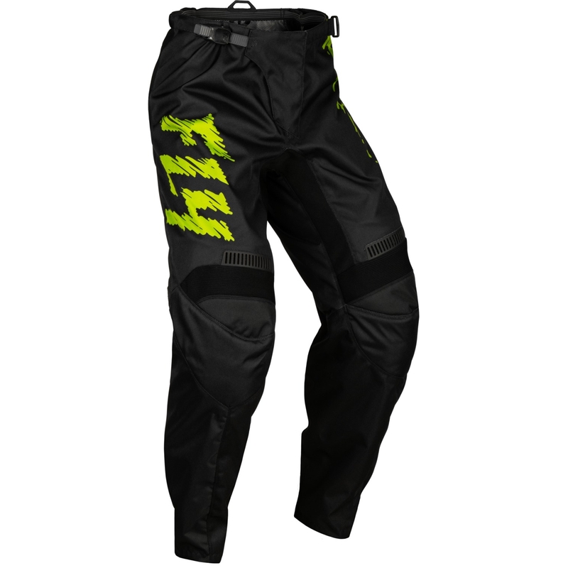Otroške motokros hlače FLY Racing F-16 2024 black-fluo green-grey razprodaja