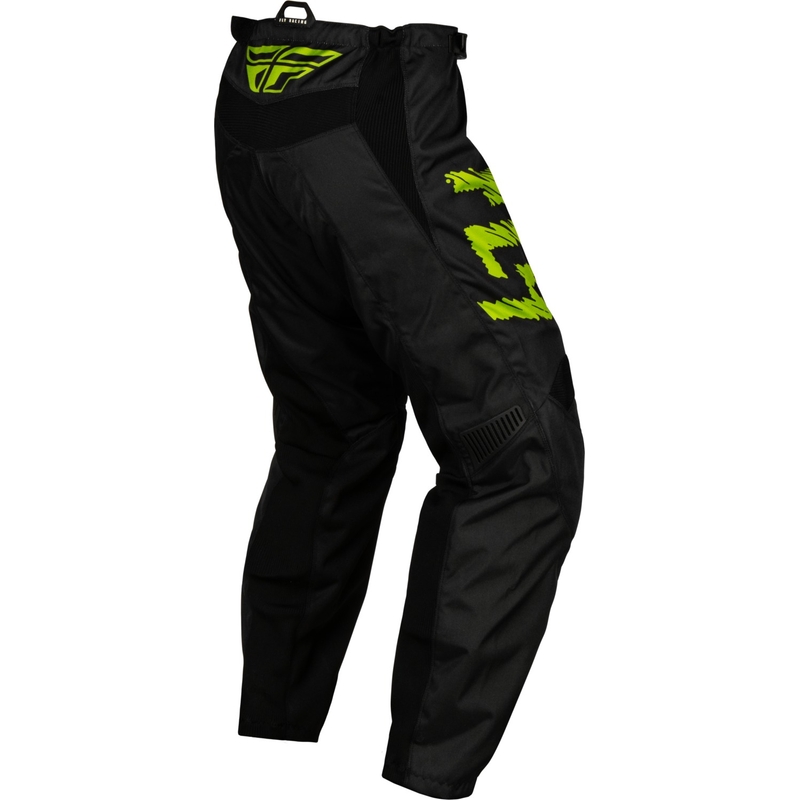 Otroške motokros hlače FLY Racing F-16 2024 black-fluo green-grey razprodaja