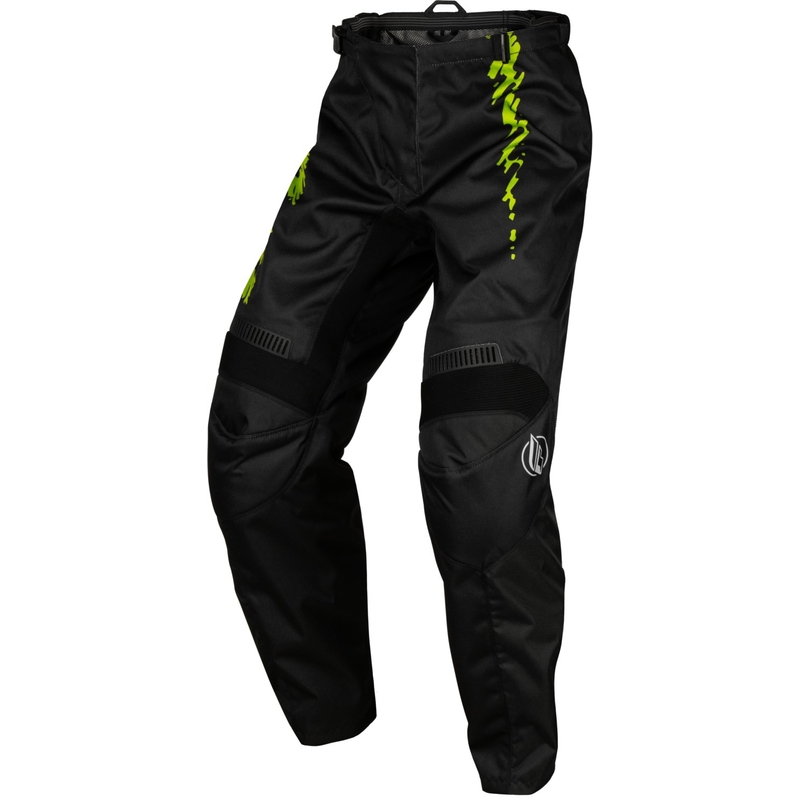 Otroške motokros hlače FLY Racing F-16 2024 black-fluo green-grey razprodaja