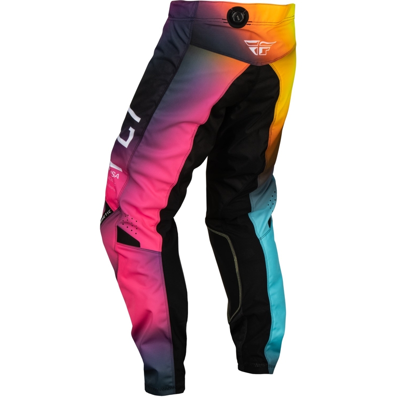 Otroške motokros hlače FLY Racing Kinetic Prodigy roza-modro-fluo rumene barve, razprodaja