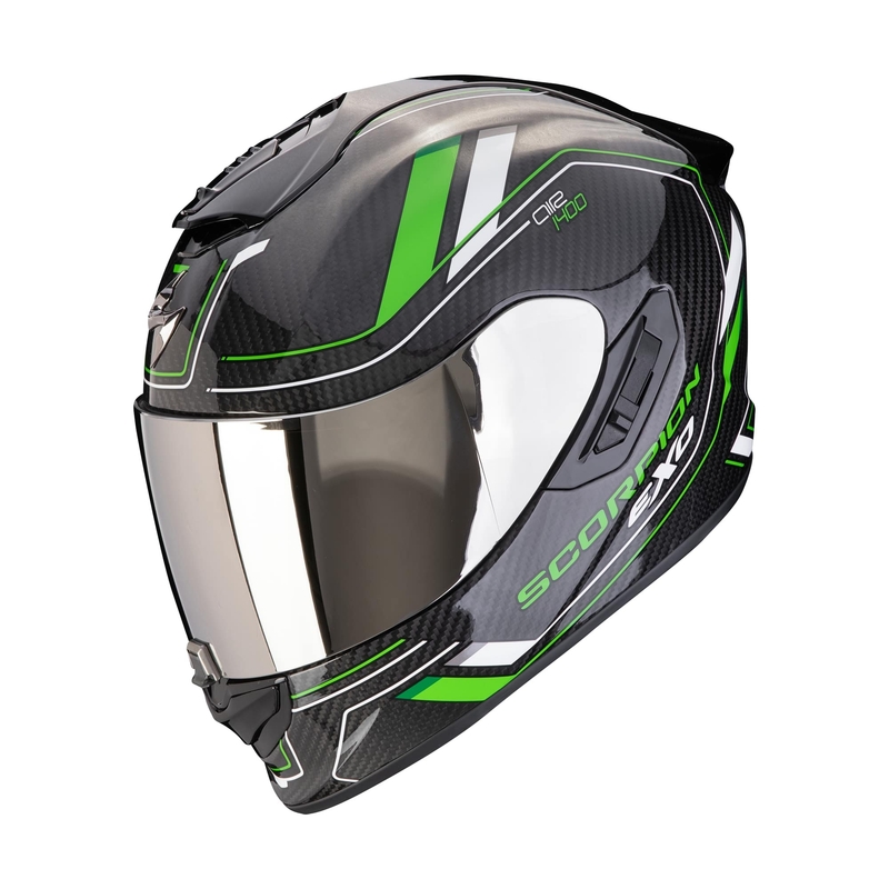 Scorpion EXO-1400 EVO II CARBON AIR MIRAGE polna motoristična čelada črno-zelena razprodaja