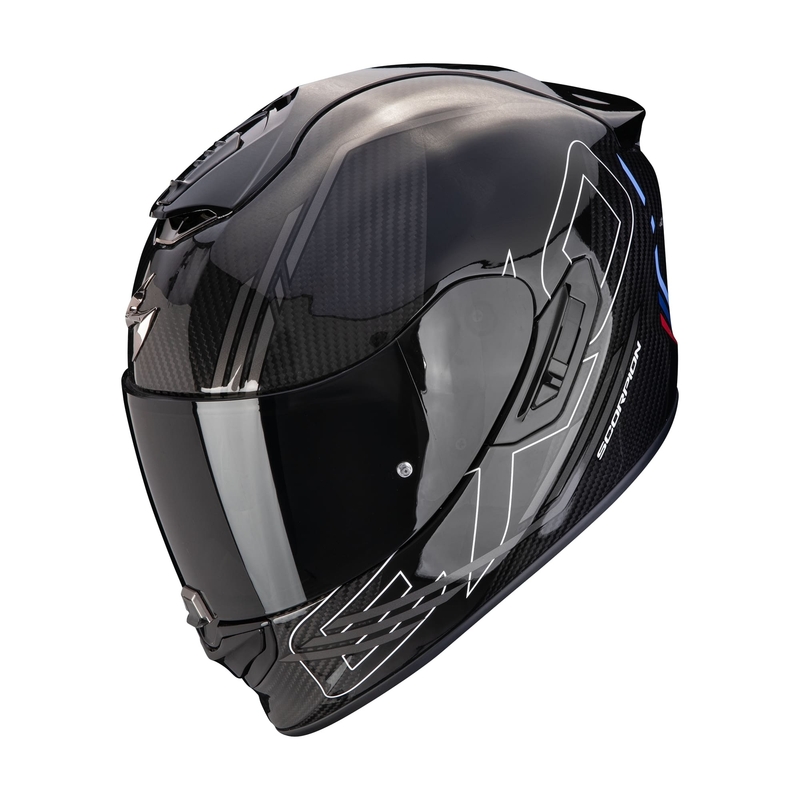 Integralna motoristična čelada Scorpion EXO-1400 EVO II CARBON AIR REIKA črno-srebrno-modra razprodaja