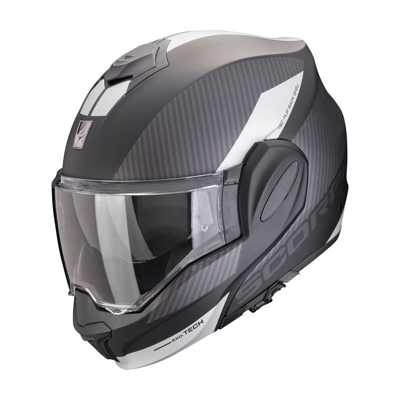 Odklopna motoristična čelada Scorpion EXO-TECH EVO TEAM mat črno-srebrna