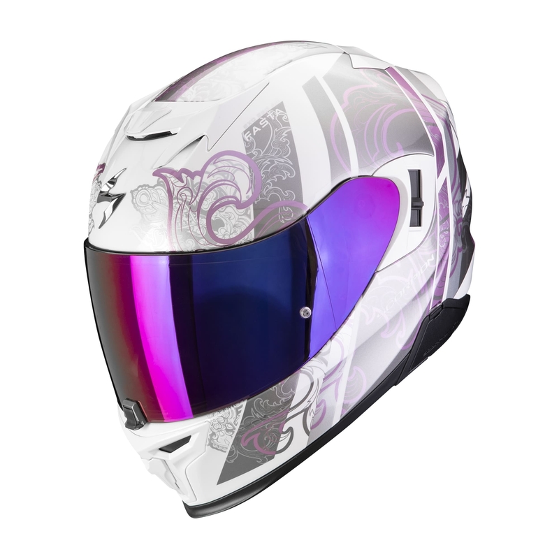 Integralna motoristična čelada Scorpion EXO-520 EVO AIR FASTA belo-vijolična razprodaja