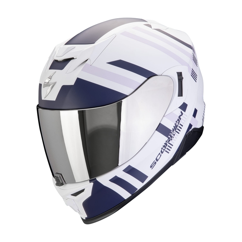 Integralna motoristična čelada Scorpion EXO-520 EVO AIR BANSHEE mat bela-modra-vijolična razprodaja