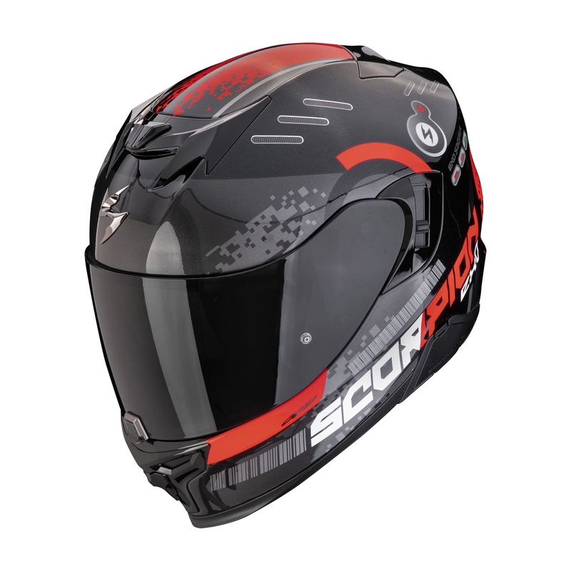 Integralna motoristična čelada Scorpion EXO-520 EVO AIR TITAN kovinska črno-rdeča razprodaja
