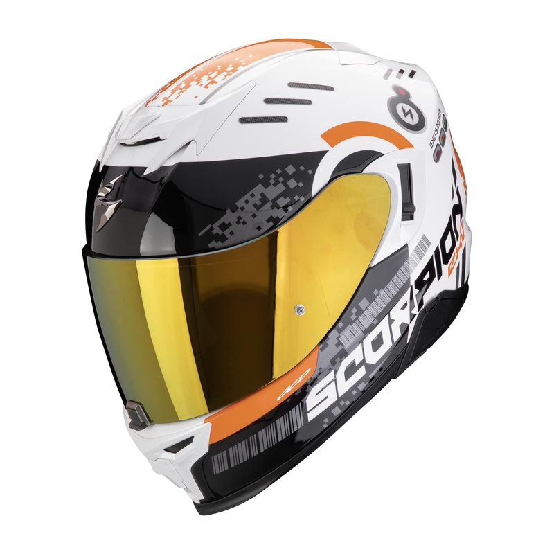 Integralna motoristična čelada Scorpion EXO-520 EVO AIR TITAN belo-oranžna razprodaja
