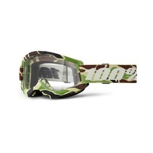 Motokros očala 100% STRATA 2 New War Camo zelena (prozorna pleksi)