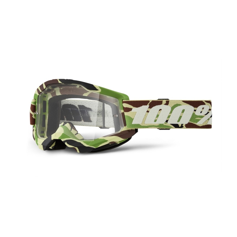 Motokros očala 100% STRATA 2 New War Camo zelena (prozorna pleksi)