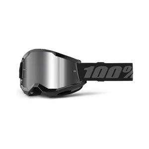 Motokros očala 100% STRATA 2 New black (silver plexi)
