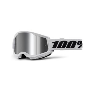 Motokros očala 100% STRATA 2 New white (silver plexi)