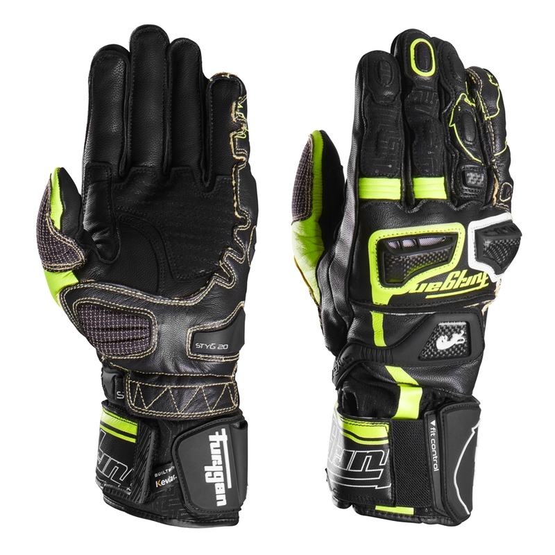 Furygan Styg 20 x Kevlar motoristične rokavice črno-fluo rumeno-bele