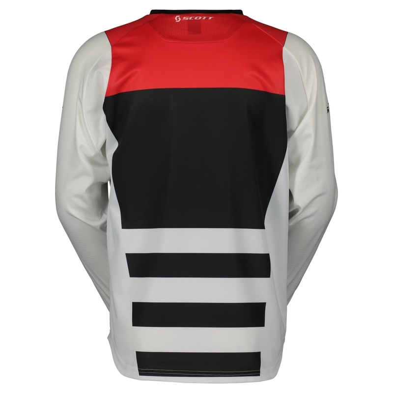 Motokros majica Scott EVO RACE belo-rdeča