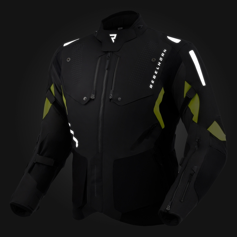 Motoristična jakna Rebelhorn Hiker IV črna-antracit-fluo rumena