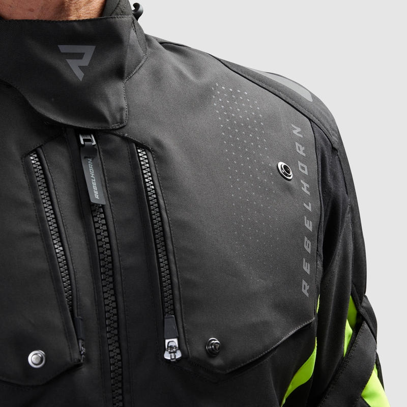 Motoristična jakna Rebelhorn Hiker IV črna-antracit-fluo rumena