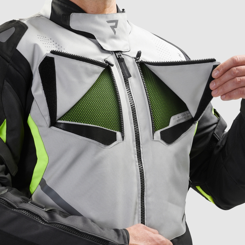 Motoristična jakna Rebelhorn Hiker IV črno-sivo-fluo rumena