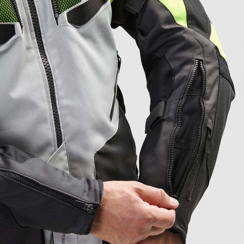 Motoristična jakna Rebelhorn Hiker IV črno-sivo-fluo rumena