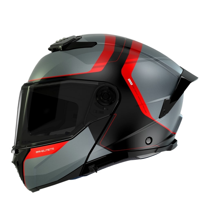 MT ATOM 2 SV EMALLA B15 motoristična čelada mat sivo-črno-rdeča