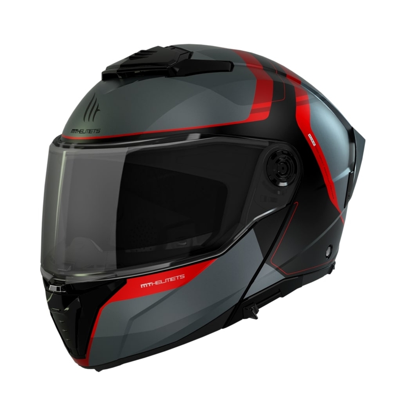 MT ATOM 2 SV EMALLA B15 motoristična čelada mat sivo-črno-rdeča